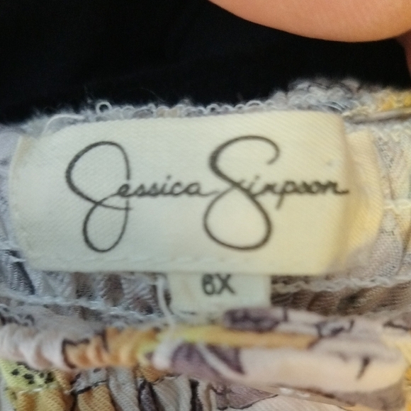 Kids Jessica Simpson Yellow and Gray Floral Jumpsuit Wide-Leg - Picture 2 of 3